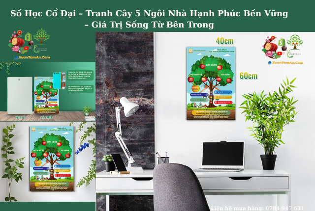 Tranh Cây 5 Ngôi Nhà Hạnh Phúc Bền Vững – Tinh Hoa Từ Giá Trị Gốc